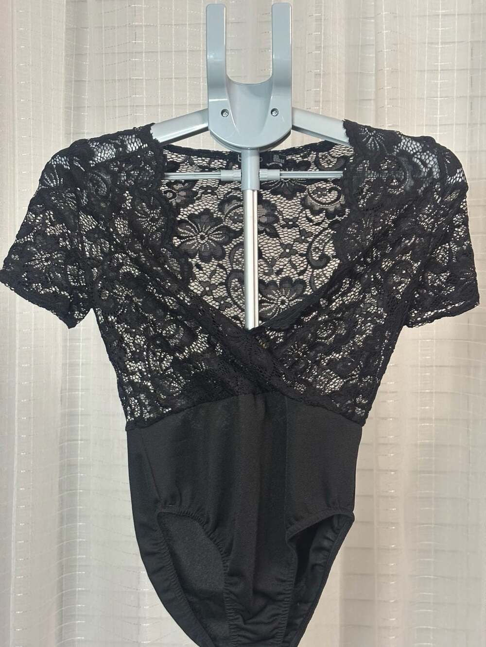 Boohoo Black Lace Wrap Bodysuit Size US 2